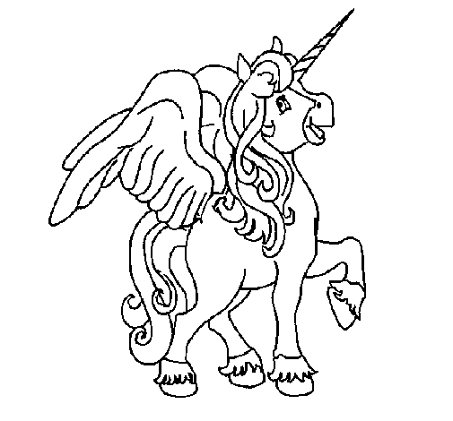 Disegno di Unicorno con le ali  da Colorare