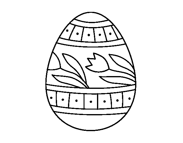 Disegno di Uovo di Pasqua con tulipani da Colorare