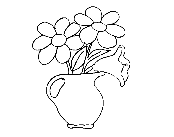 Disegno di Vaso con margherite da Colorare