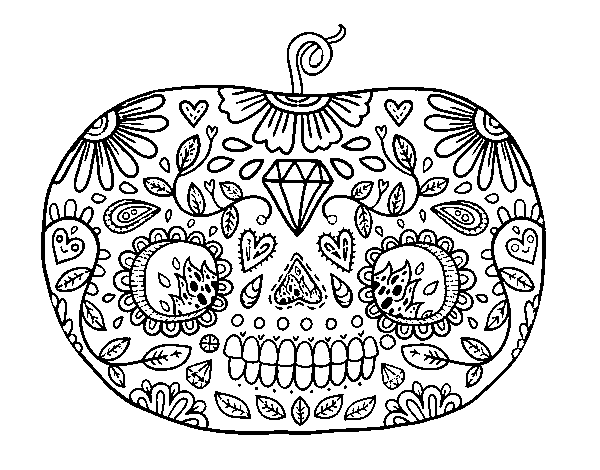Disegno di Zucca del Giorno dei morti + da Colorare