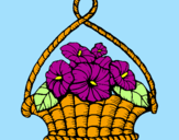 Disegno Paniere di fiori pitturato su cesto di viole noioso
