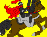 Disegno Cavaliere a cavallo pitturato su Petrosino