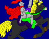 Disegno Cavaliere a cavallo pitturato su ale e gabri