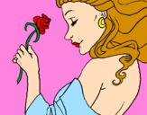 Disegno Principessa con una rosa pitturato su ALEXANDRA