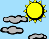 Disegno Sole con nuvole 2 pitturato su giorgia