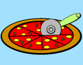 Disegno Pizza pitturato su chiara