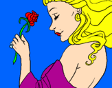 Disegno Principessa con una rosa pitturato su da rachi botarelli 