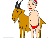 Disegno Bambino africano con una capra pitturato su alessandro