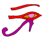 Disegno Occhio di Horus  pitturato su clara