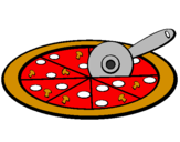 Disegno Pizza pitturato su Rosa