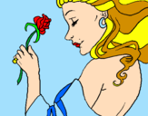 Disegno Principessa con una rosa pitturato su flor e fede