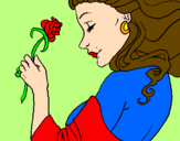 Disegno Principessa con una rosa pitturato su Giulia