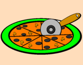 Disegno Pizza pitturato su giulia