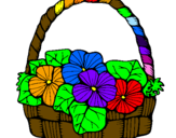 Disegno Paniere di fiori 6 pitturato su cestino multi colore
