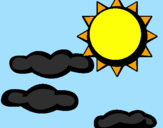 Disegno Sole con nuvole 2 pitturato su jchdèpxxidciodwisò