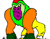 Disegno Gorilla pitturato su bruno