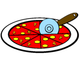 Disegno Pizza pitturato su laura