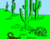 Disegno Deserto  pitturato su scorpione e serpente