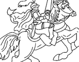 Disegno Cavaliere a cavallo pitturato su ciro 1