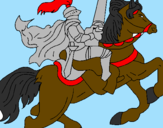 Disegno Cavaliere a cavallo pitturato su eli e  bru