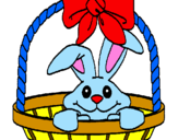 Disegno Coniglietto nella cesta  pitturato su vincenzo  axel