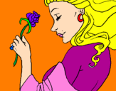 Disegno Principessa con una rosa pitturato su giada n     