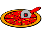 Disegno Pizza pitturato su cate e ste