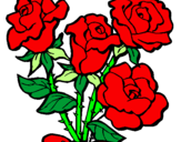 Disegno Mazzo di rose  pitturato su rose rosse