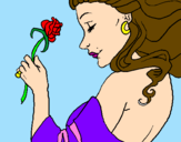 Disegno Principessa con una rosa pitturato su federica