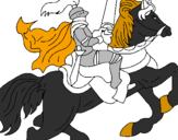 Disegno Cavaliere a cavallo pitturato su disegno 1