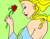 Disegno Principessa con una rosa pitturato su claudia