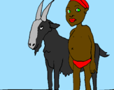 Disegno Bambino africano con una capra pitturato su FRANCASCO