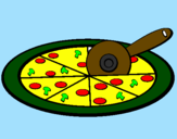 Disegno Pizza pitturato su ferñañda
