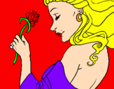 Disegno Principessa con una rosa pitturato su Mery