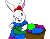 Disegno Coniglietta di Pasqua con l'annaffiatoio  pitturato su lalla