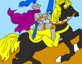Disegno Cavaliere a cavallo pitturato su donato fi