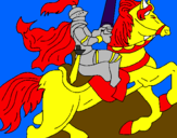 Disegno Cavaliere a cavallo pitturato su picasso