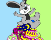Disegno Coniglio di Pasqua pitturato su manumanu