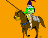 Disegno Cavallerizzo a cavallo  pitturato su GIONA