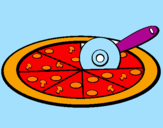 Disegno Pizza pitturato su <Piera