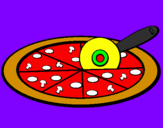 Disegno Pizza pitturato su luana