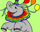 Disegno Elefante con 3 palloncini  pitturato su ribbellina98