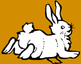 Disegno Coniglio contento  pitturato su fabiana