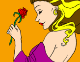 Disegno Principessa con una rosa pitturato su francesca tornabene