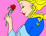 Disegno Principessa con una rosa pitturato su eli e  bru