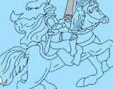 Disegno Cavaliere a cavallo pitturato su gael