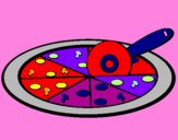 Disegno Pizza pitturato su vito