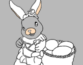 Disegno Coniglietta di Pasqua con l'annaffiatoio  pitturato su liccia