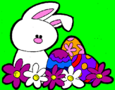 Disegno Coniglietto di Pasqua  pitturato su emanuele