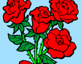 Disegno Mazzo di rose  pitturato su sofia